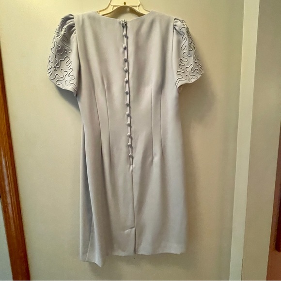 K.C. Studio Sheath Dress Gray Beaded sleeves Sz 12 - Picture 3 of 9